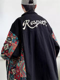 Retro Loose Jacquard Patchwork Cargo Jacket for Men