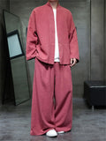 Chinese Style Vintage Men's Loose Fit Cotton Linen Kung Fu Tai Chi Suit Set