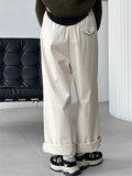 Women's Elastic Waist Wide-Leg Straight Cargo Pants