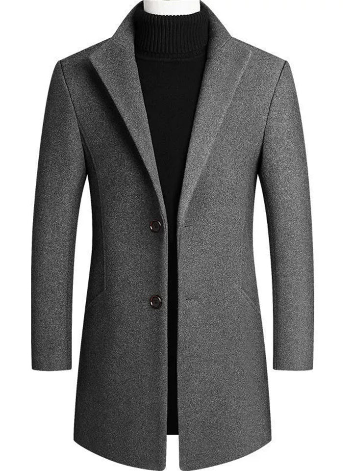 Men's Autumn Solid Color Single Breast Lapel Mid-length Jackets