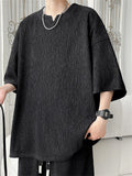 Men's Ice Silk Texture Plisse Oversized Short Sleeve Shirts