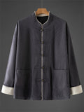 Men's Autumn Chinese Style Corduroy Contrast Color Tangsuit Jackets