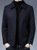 Autumn Solid Color Men's Middle-aged Zip Up Lapel Long Sleeve Jackets