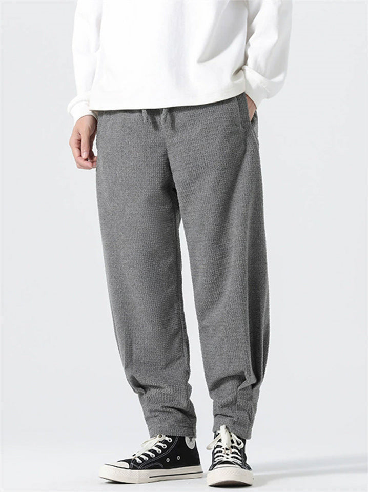Comfy Textured Jogger Pants for Men with Elastic Waist and Cuffed Hems