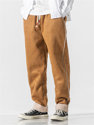 Men's Casual Fleece-lined Winter Drawstring Trousers