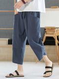 Men's Comfy Cotton Linen Cropped Pants for Summer