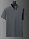 Men's 2Pcs Summer Cool Lapel Short Sleeve Solid Color Outfits
