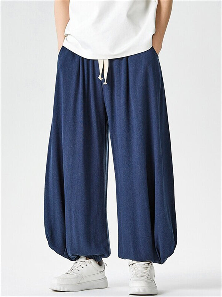 Men's Summer Retro Japanese Style Wide Leg Bloomers Pants