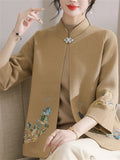 Womens 2Pcs Flower Crochet Cardigan Jacket & Solid Color Sweater Set