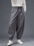 Casual Ramie Loose Elastic Waist Radish Pants for Men