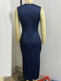 Women's Summer Elegant Flowers Printed V Neck Sleeveless Dress