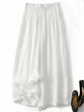 Women's Summer Comfy Solid Color Wide Leg Drawstring Cropped Pants