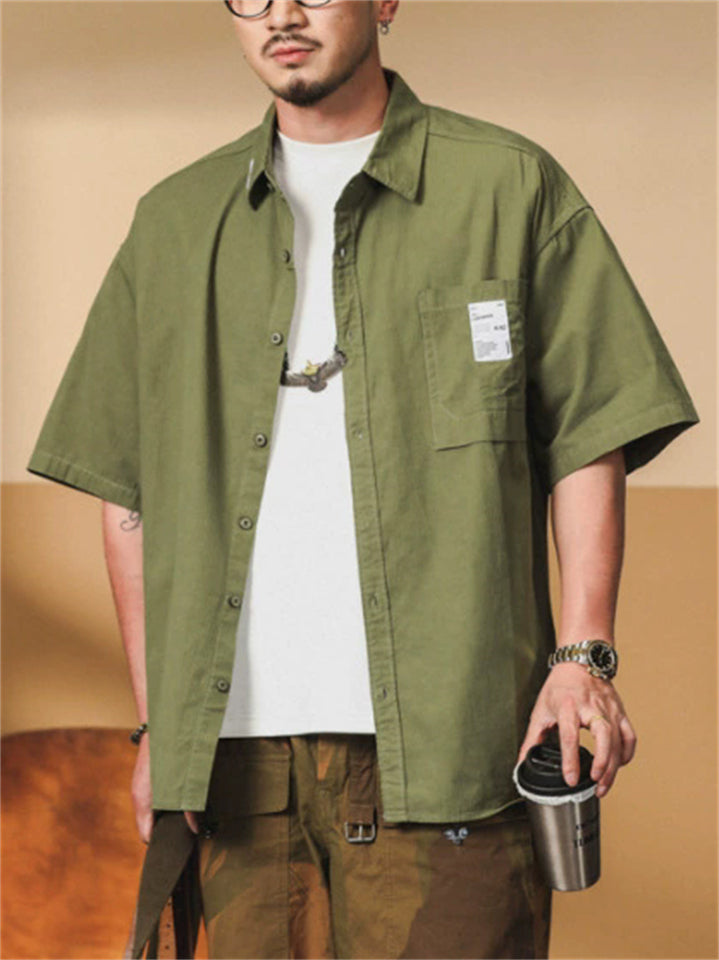 Men Summer Short Sleeve Button Down Pocket Casual Cargo Shirt