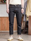 Mens Slim Straight Raw Denim Jeans Dark Wash Casual Pants