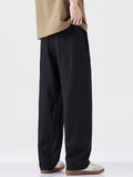 Men's Japanese Style Loose Fit Casual Cotton Linen Wide Leg Pants