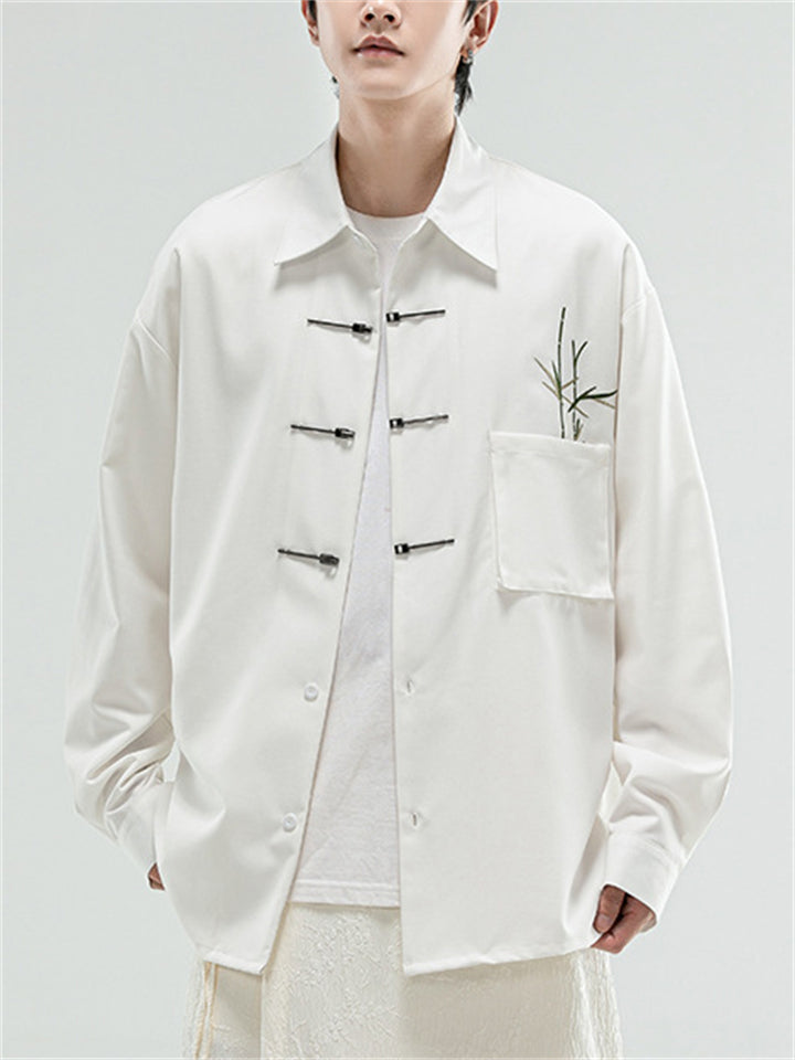 Men's Comfy Bamboo Embroideried Loose Chenille Shirts