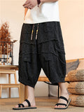Men's Japanese Style Tiered Baggy Capris Harem Pants