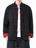 Men's Chinese Style Printed Frog Button Reversible TangSuit Jackets