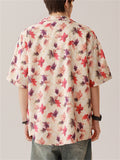 Men's Holiday Style Leaves Print Casual Short Sleeve Beach Shirt