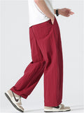 Mens Vintage Simple Loose Fit Wide Leg Baggy Pants