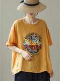 Summer Loose Casual Let's Play Print T-Shirt for Women