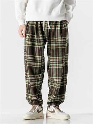 Men's Contrast Color Plaid Stylish Woolen Pants