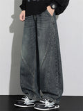 Men's Fashion Streetwear Loose Straight Denim Scimitar Pants