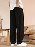 Mens Summer Breathable Linen Blend Drawstring Loose Fit Pants