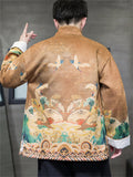 Men's Vintage Print Stand Collar Tang Suit Jacket