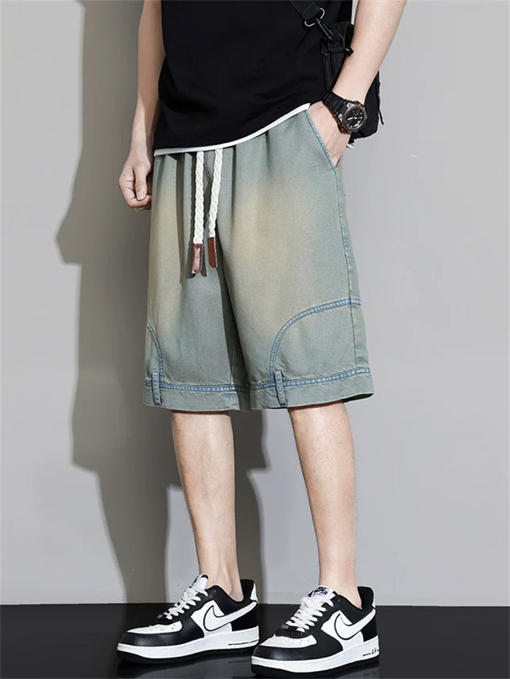 Mens Baggy Denim Shorts Vintage Washed Streetwear Jorts
