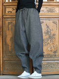 ‌Men's Chinese Zen Style Autumn Drawstring Harem Cuffed Pants