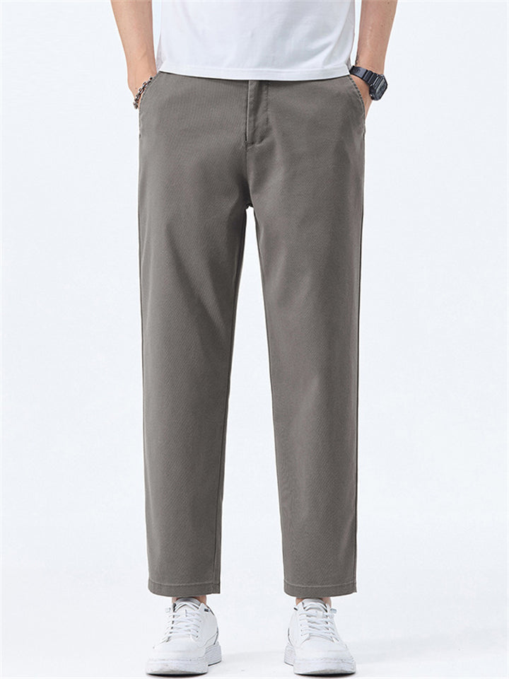 Men Slim Fit Casual Ankle Length Tapered Chino Work Pants