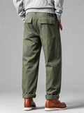 Men Vintage Cotton Military Fatigue Straight Leg Pants