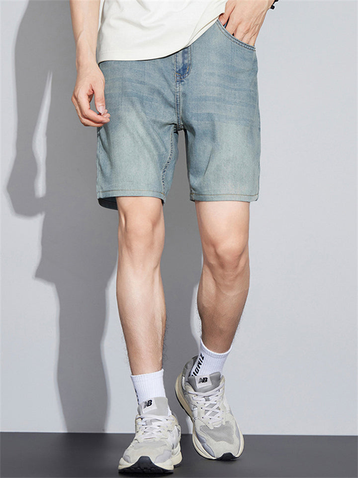 Mens Summer Casual Slim Fit Light Denim Shorts