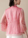 Retro Flower Embroidered Trendy Cheongsam Top for Women