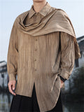 Oriental Style Linen Patchwork Design Asymmetric Shirt For men
