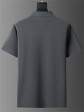 Men's 2Pcs Summer Cool Lapel Short Sleeve Solid Color Outfits
