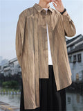 Oriental Style Linen Patchwork Design Asymmetric Shirt For men