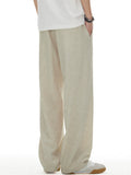 Men's Comfy Breathable Linen Blend Wide Leg Drawstring Staight Pants