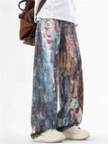 Men's Streetwear Oil Painting Print Loose Fit Wide Leg Pants
