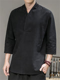 Men's Chinese Vintage Style Summer 3/4 Sleeve Shirts