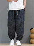 Men Ice Silk Ethnic Style Casual Baggy Harem Joggers Pants