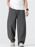 Mens Vintage Simple Loose Fit Wide Leg Baggy Pants