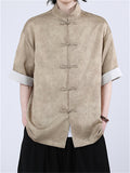 Chinese Style Contrast Color Stand Collar Tang Suit Shirts for Men