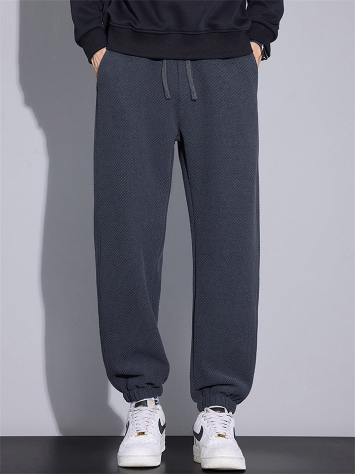 Men's Casual Drawstring Anti-Wrinkle Twill Knit Jogger Pants