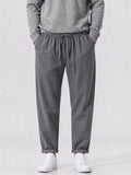 Mens Cotton Linen Pants Drawstring Elastic Waist Casual Trousers