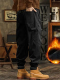 ‌Men's Stylish Mid Waist Loose Fit Multi-Pocket Workwear Jogger Pants