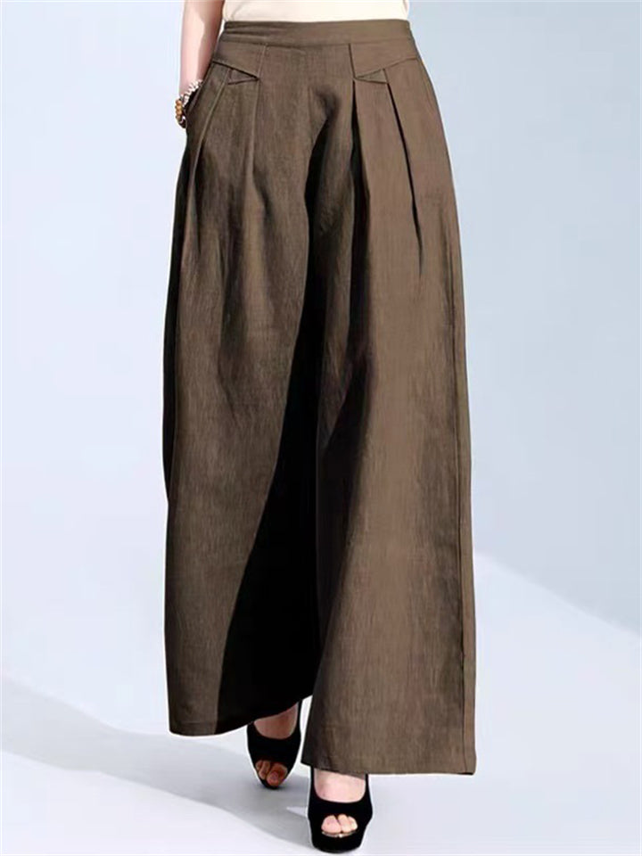 Women's Solid Color High Waist Wide Leg Pants