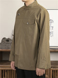Retro Chinese Style Stand Collar Tang Suit Cargo Shirt for Men