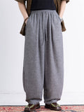 Mens Cotton Linen Wide Leg Pants Loose Fit Harem Trousers